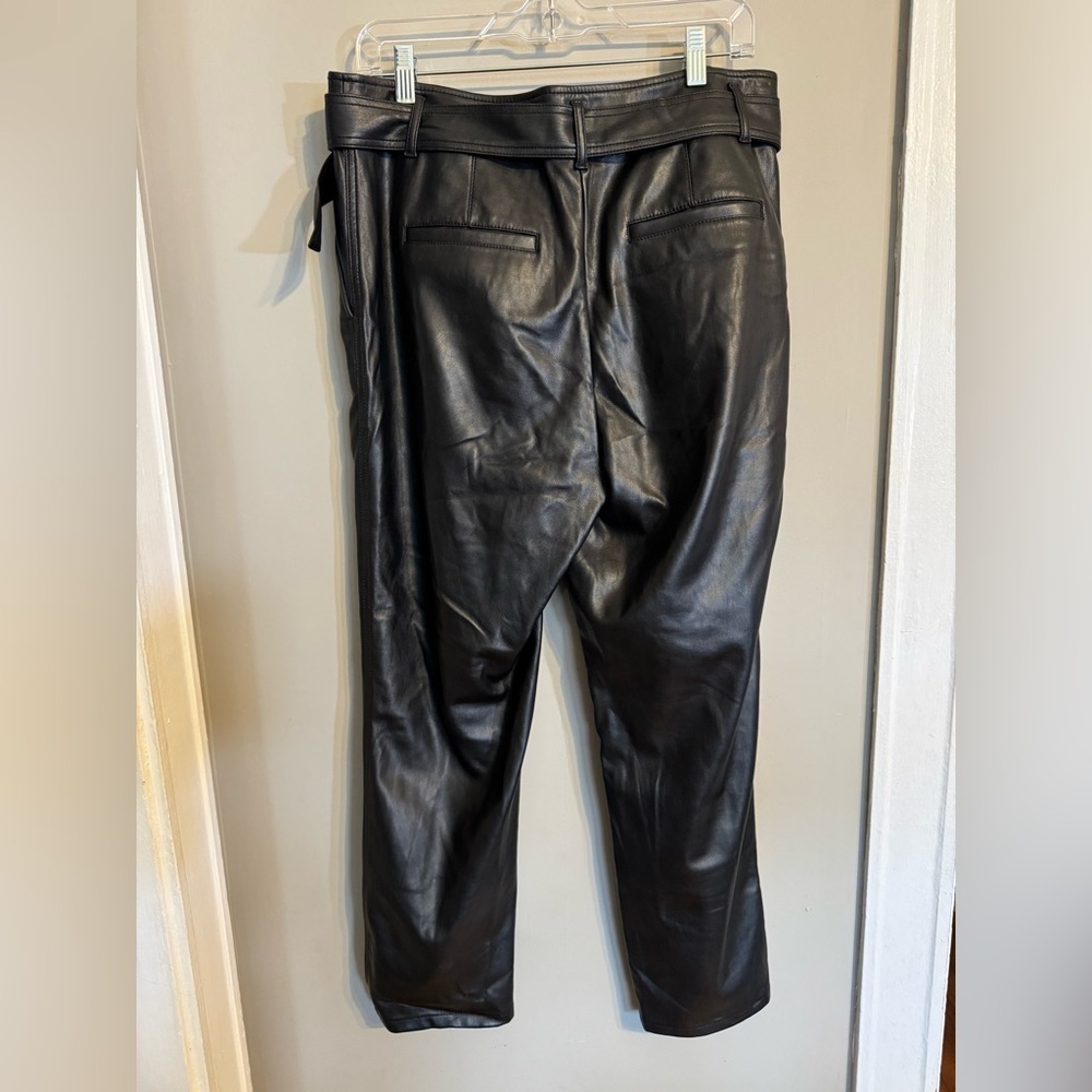 LOFT Belted Black Leather Crop Pants - Picture 6 of 6